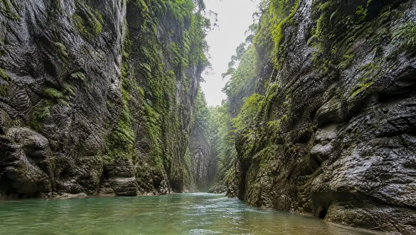 The walkway through the Partnachklamm, cut into the rock above the river